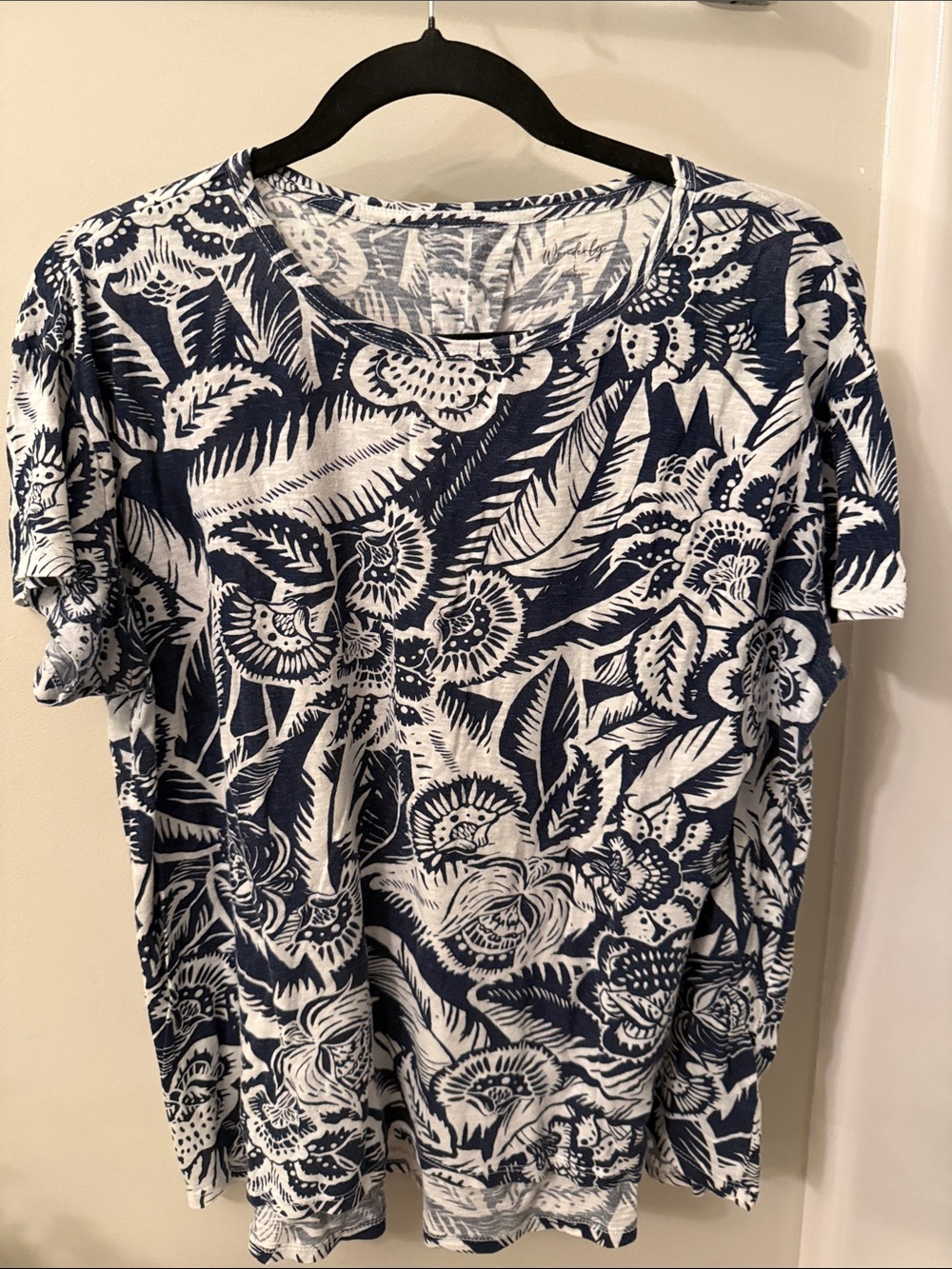 Wonderly Navy & White Floral Short Sleeve Tee